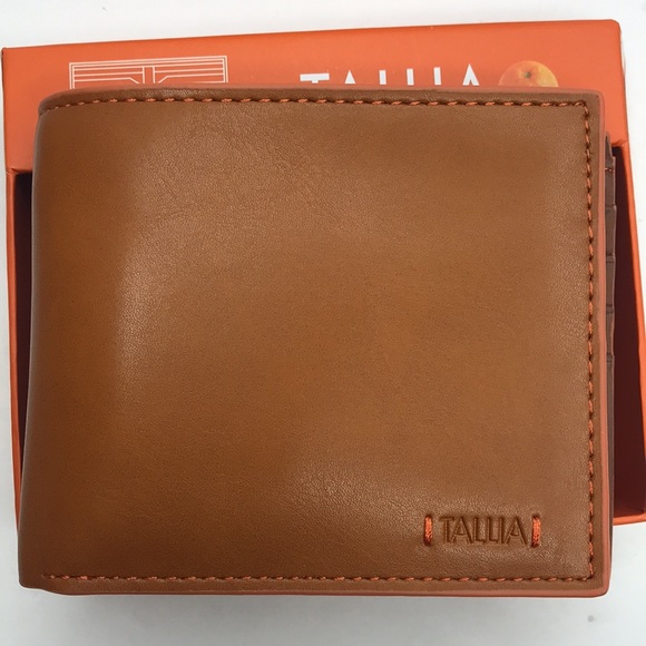 BOCONI Tan TALLIA Solid Bifold Leather Credit Card ID Wallet NEW IN BOX - Picture 3 of 10